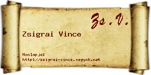 Zsigrai Vince névjegykártya